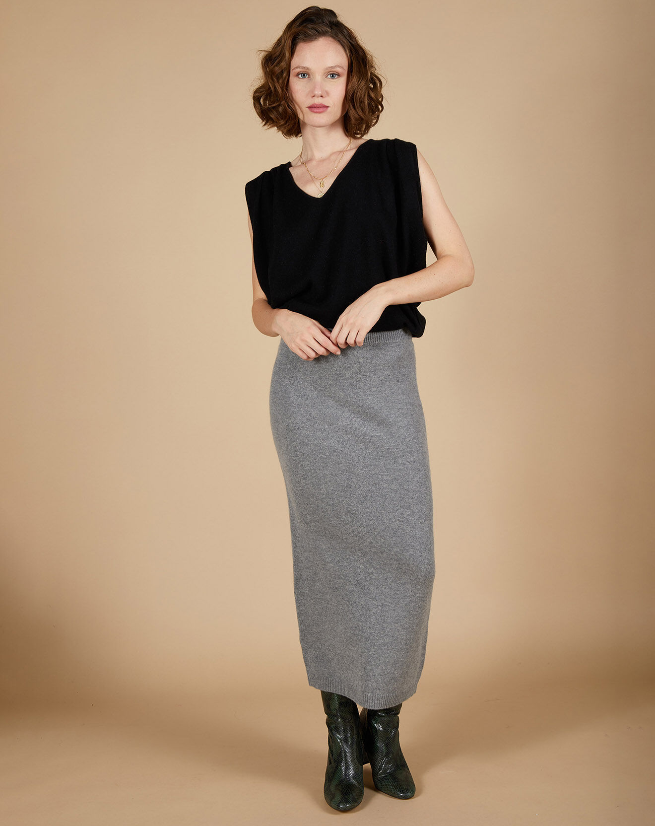 Cashmere Tribu Pull 100% Cachemire Bella épaulettes noir