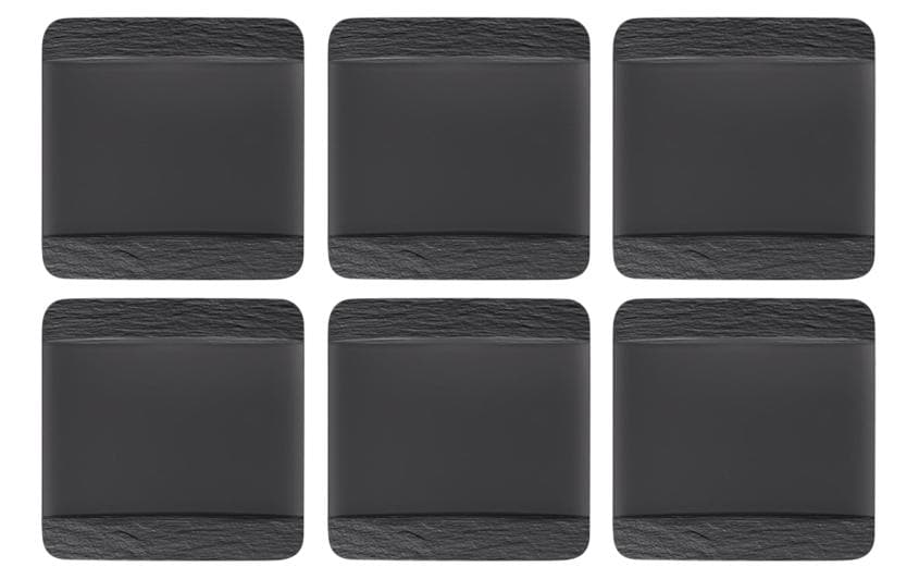 Speiseteller Manufacture Rock 6 Stück, Schwarz<br>Essteller quadratisch
