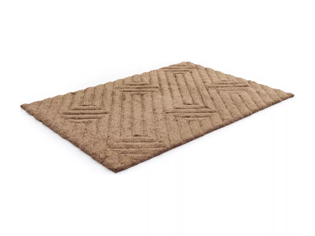 Tapis shaggy en relief à poils longs - 160 x 230 cm - Marron - MAZE