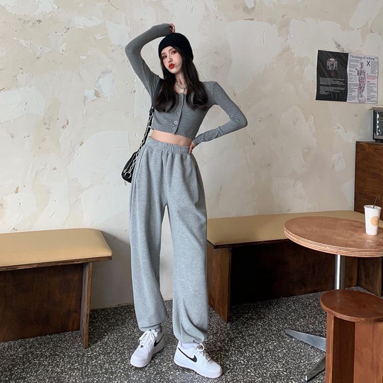 Alfie - Hoge taille effen losse joggingbroek