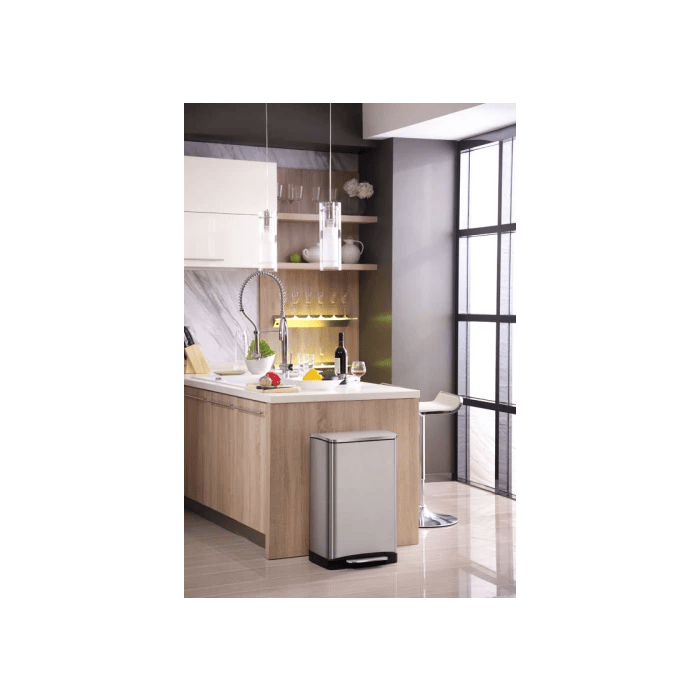 EKO Afvalbak Pedaalemmer Rechthoekig 40 Liter Mat Rvs (VB926840)