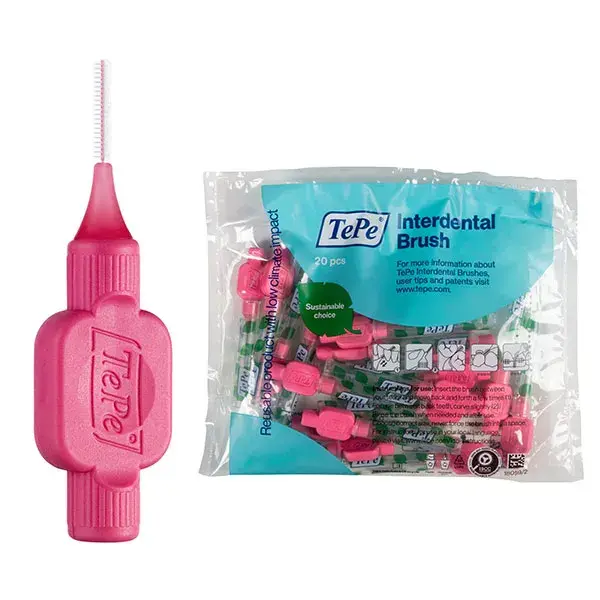 TePe Original Pacote com 20 Cabeças de Escova Rosa Ecológicas, ISO 0