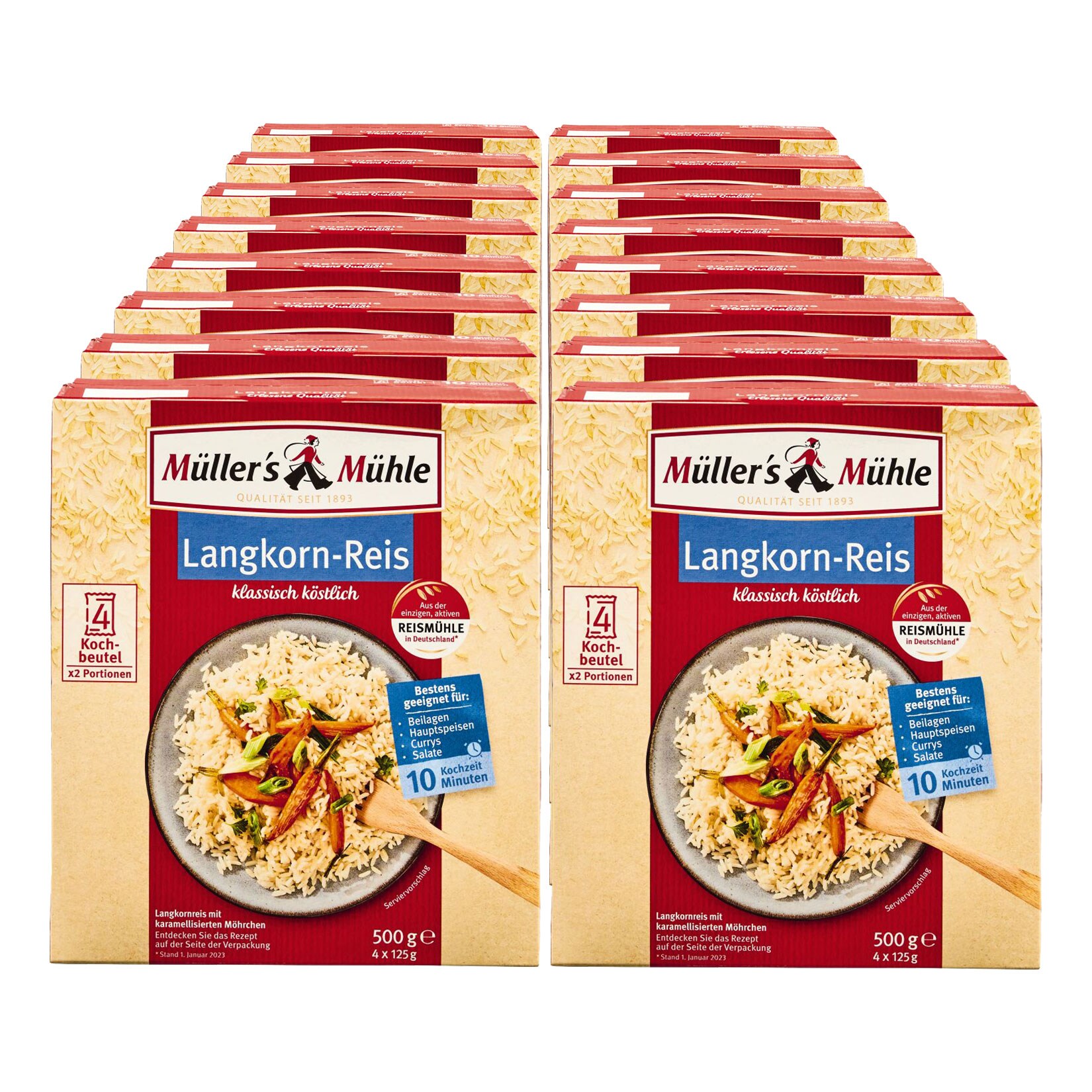 Müller's Mühle Langkornreis Parboiled 500 g, 16er Pack