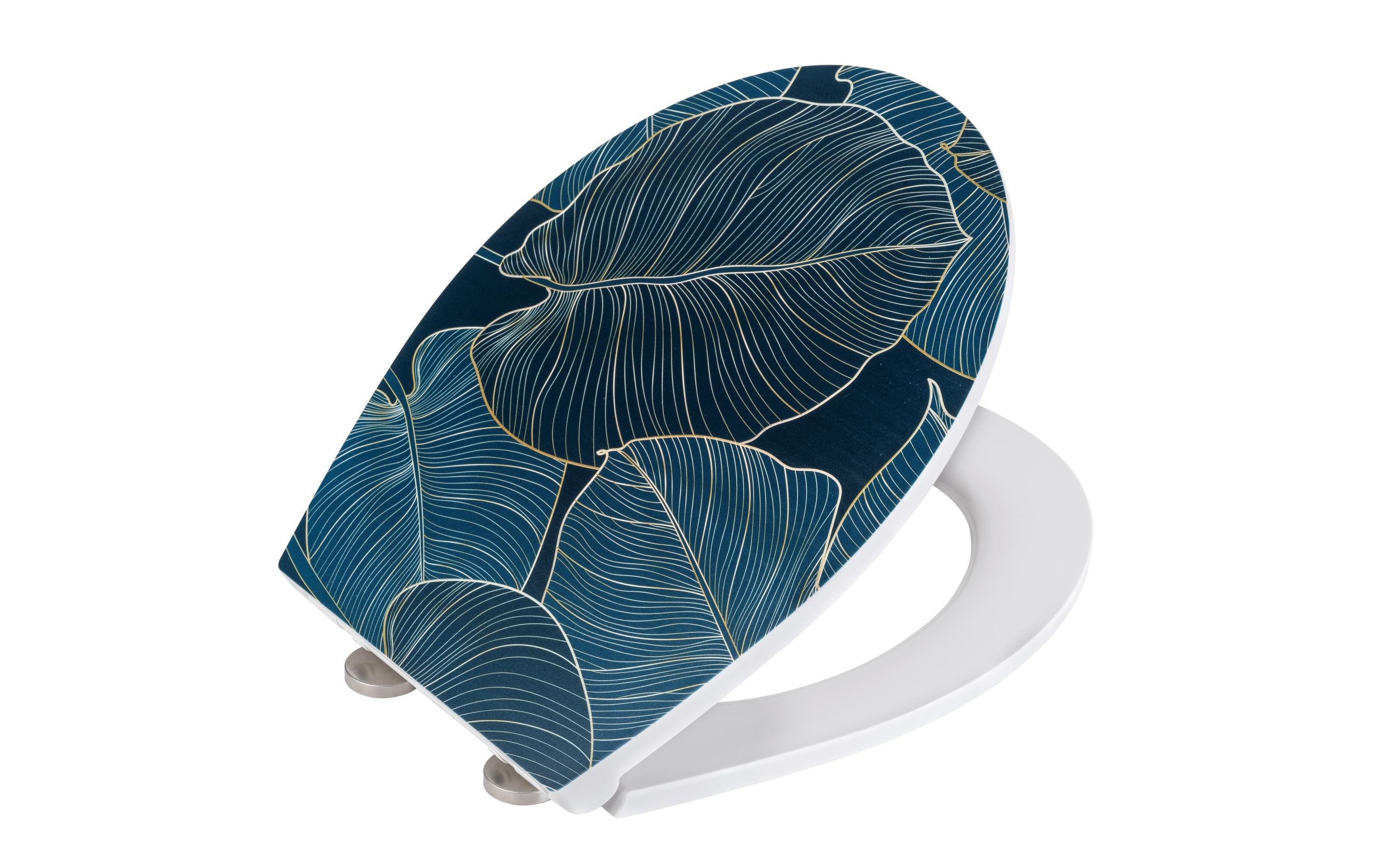 Toilettensitz Big Leaves Absenkautomatik, Blau/GrünWC-Sitz mit Relief