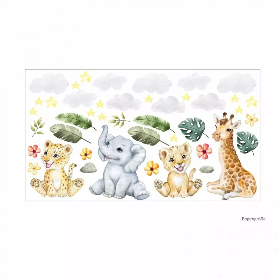 Nikima Wandtattoo 242 Wandtattoo Tierkinder Dschungelbabys bunt