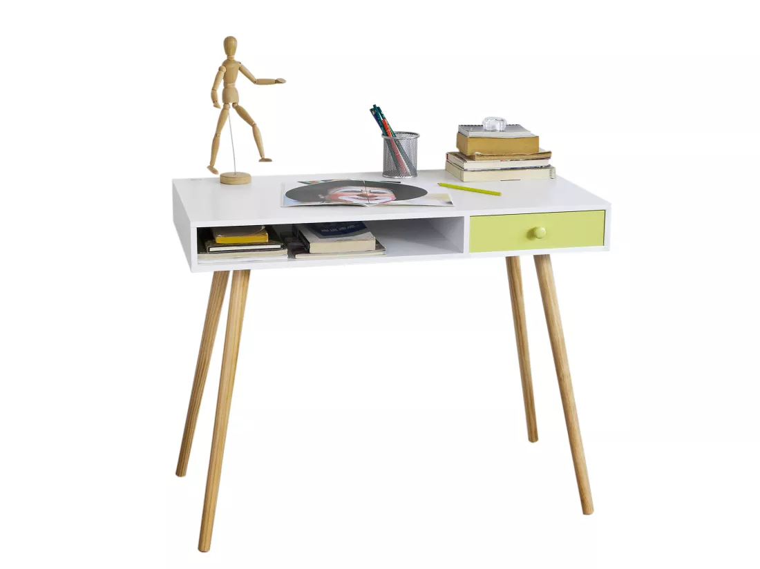 Bureau Console ordinateur Table d'appoint Secrétaire Informatique - 1 tiroir, FWT24-W