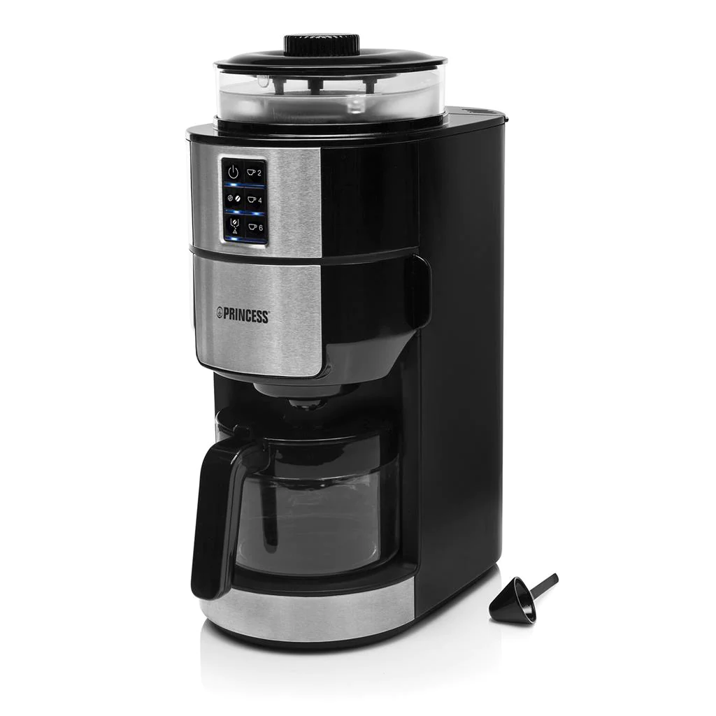 cafetière électrique de 0,75L avec broyeur intégré 750W gris noir Prin