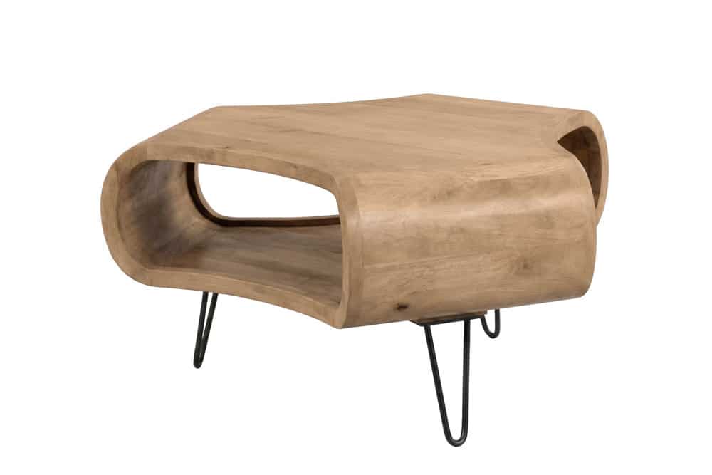 Couchtisch ORGANIC LIVING 90cm natur cream finish Mangoholz mit Hairpin Legs