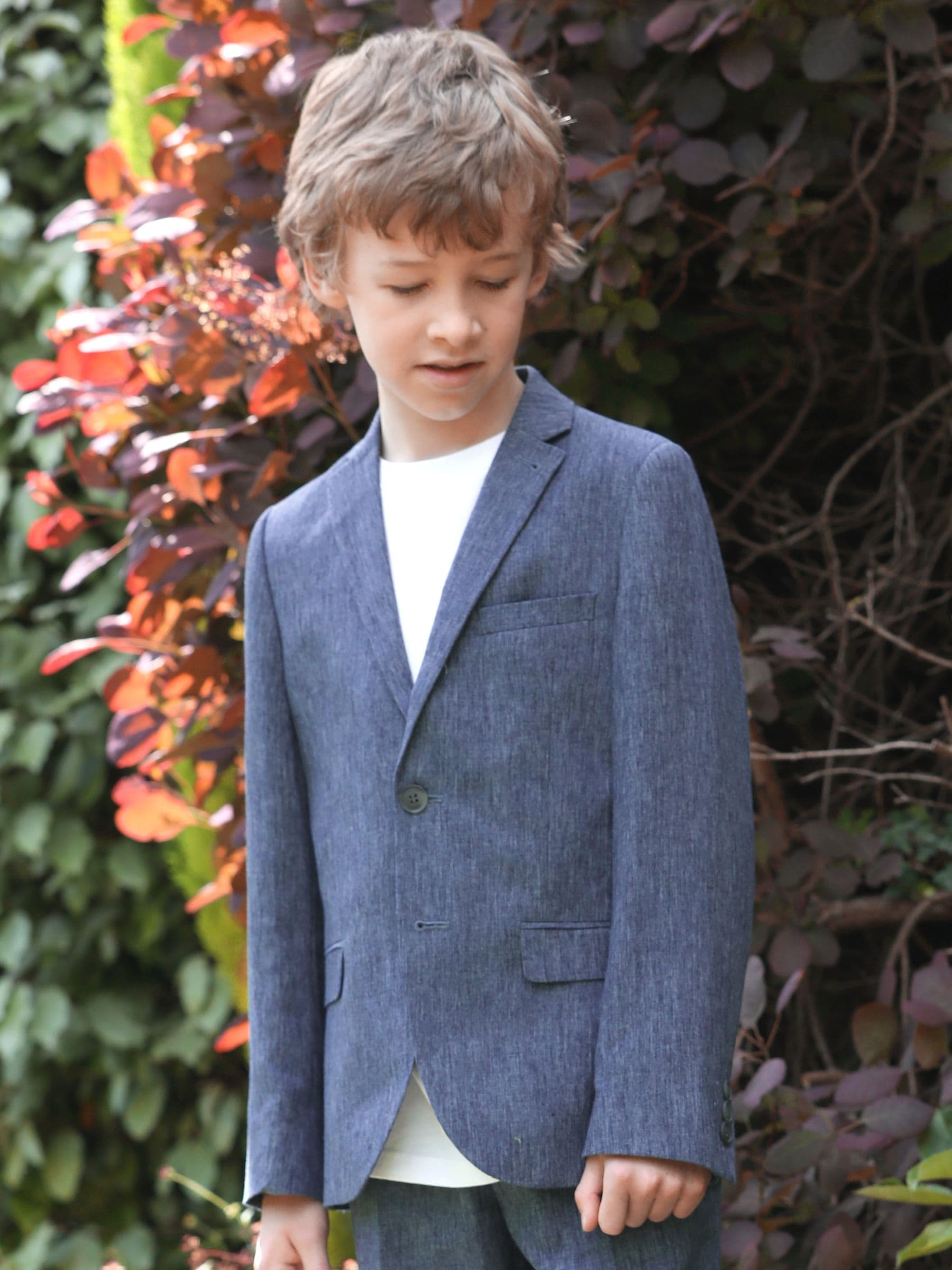 Blauw - Colbert van linnenmix (12 mnd-16 jr)