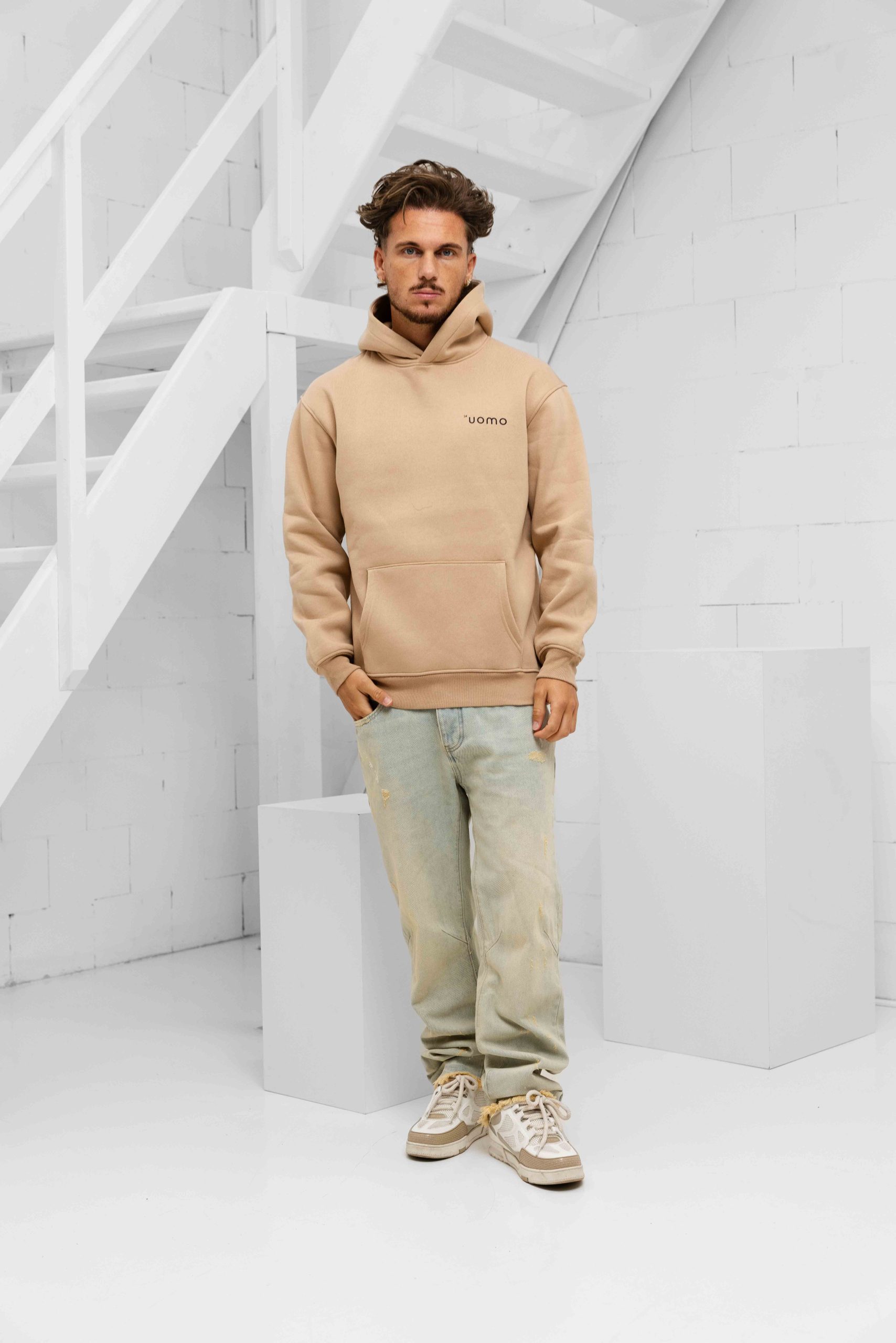 24 Uomo Basic Hoodie Bruin Heren