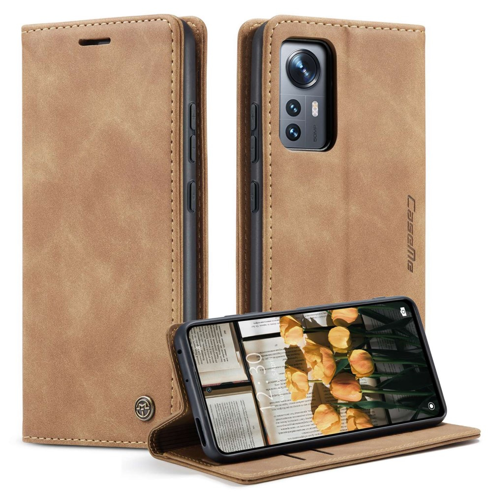 Xiaomi 12 Leder Tasche Flip Wallet Etui mit Kartenfächern - Braun