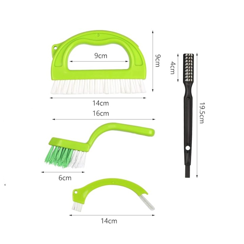 (5er Set) Universal Reinigungs Bürsten mit Nylon Borsten für Fugen / Waschbecken / Fliesen - Grün