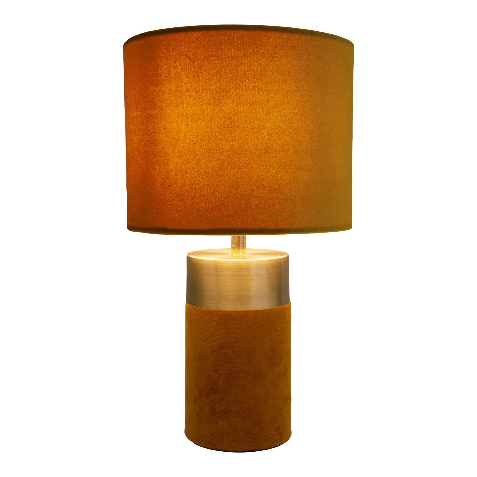 Tischleuchte BORDO - braun-gold - Samt - 32 cm hoch