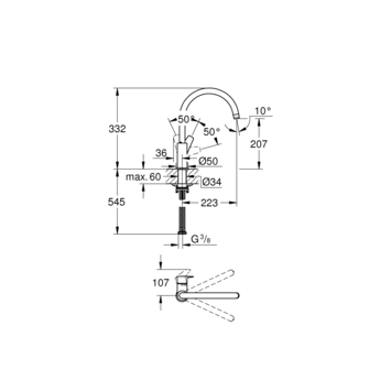 Grohe Start Edge keukenkraan chroom