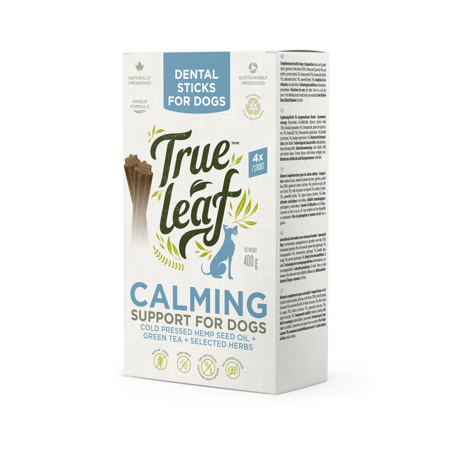 Petiscos dentais calmantes Tue Leaf True Multibox para cães