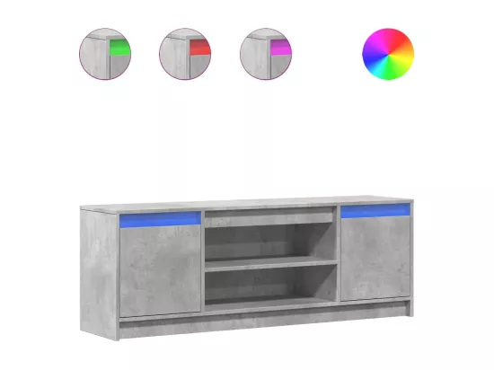 Meuble TV avec LED gris béton 139,5x34x50 cm bois d'ingénierie
