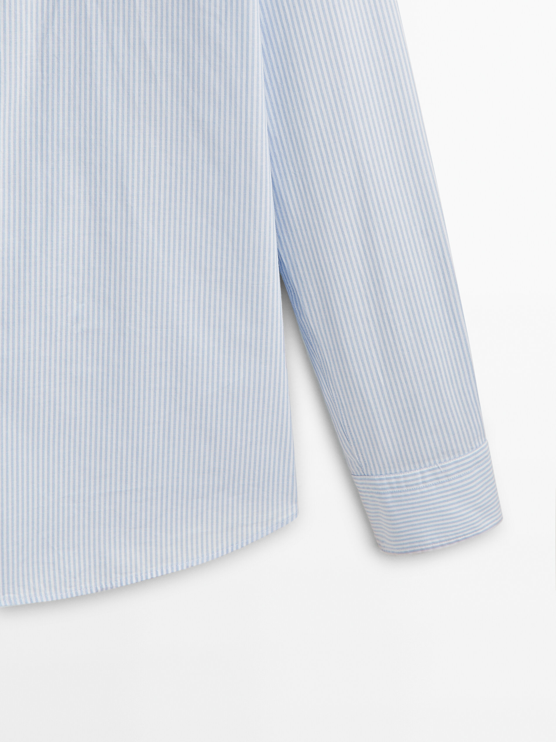 Camisa Oxford slim fit Rayas Algodón - AZUL CLARO