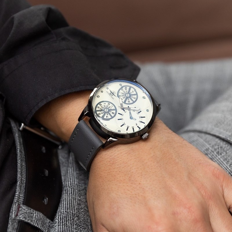 Montre Homme M. JOHN bracelet Cuir Gris
