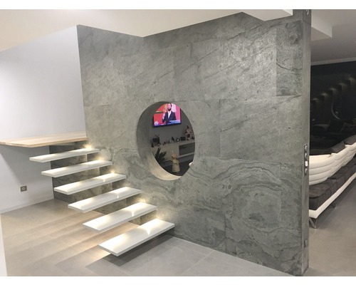Echte steen mica schist SlateLite flinterdun 1,5 mm Argento 120x240 cm