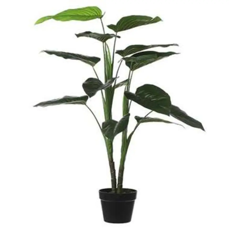 Bellatio Design Kunstplant Philodendron - groen - 100 cm - zwarte pot