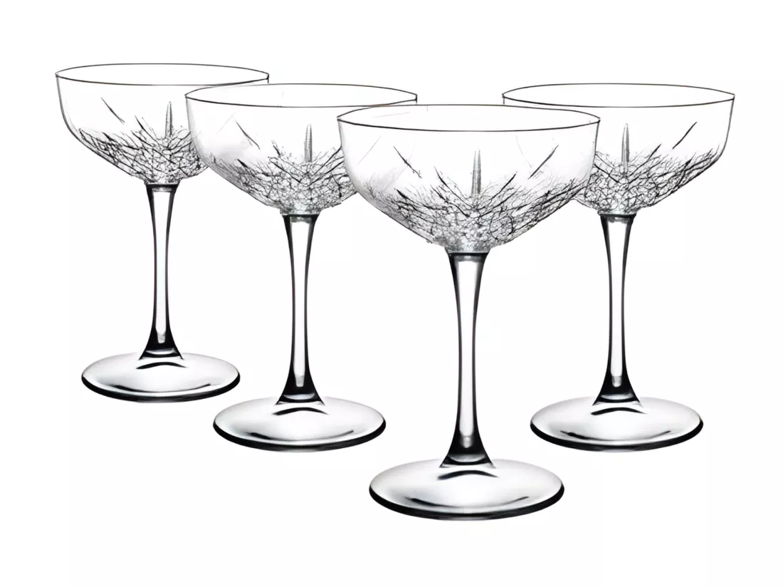 Lot de 4 coupes de champagne en verre - 25,5 cl