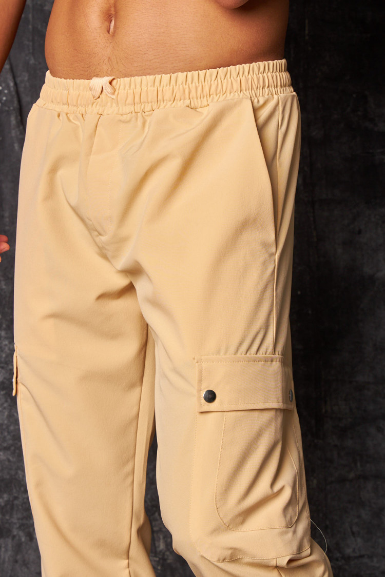 Pantalon de jogging fluide cargo beige