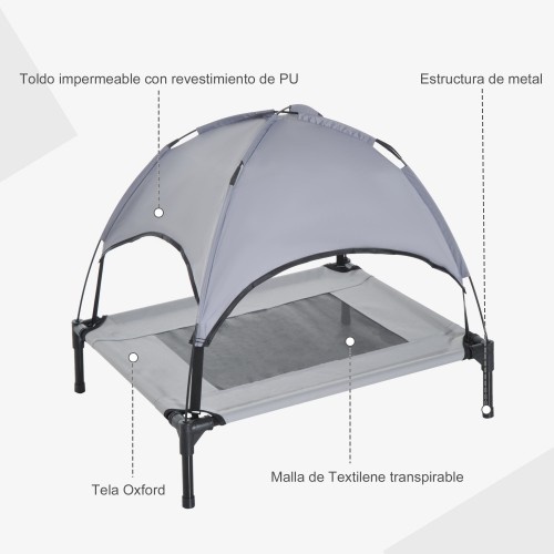 Cama elevada para cães PawHut com dossel