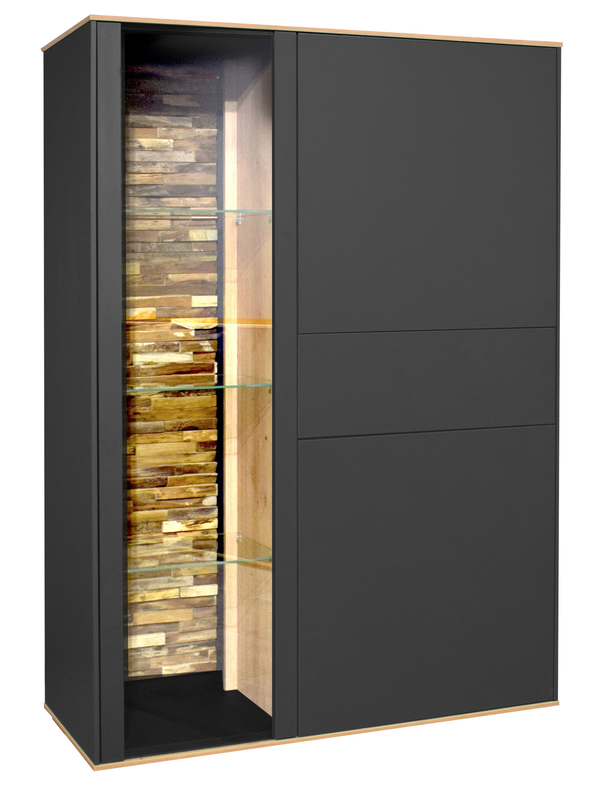 Highboard Como101x145x42 cm Anthrazit matt lack / Asteiche-Dekor