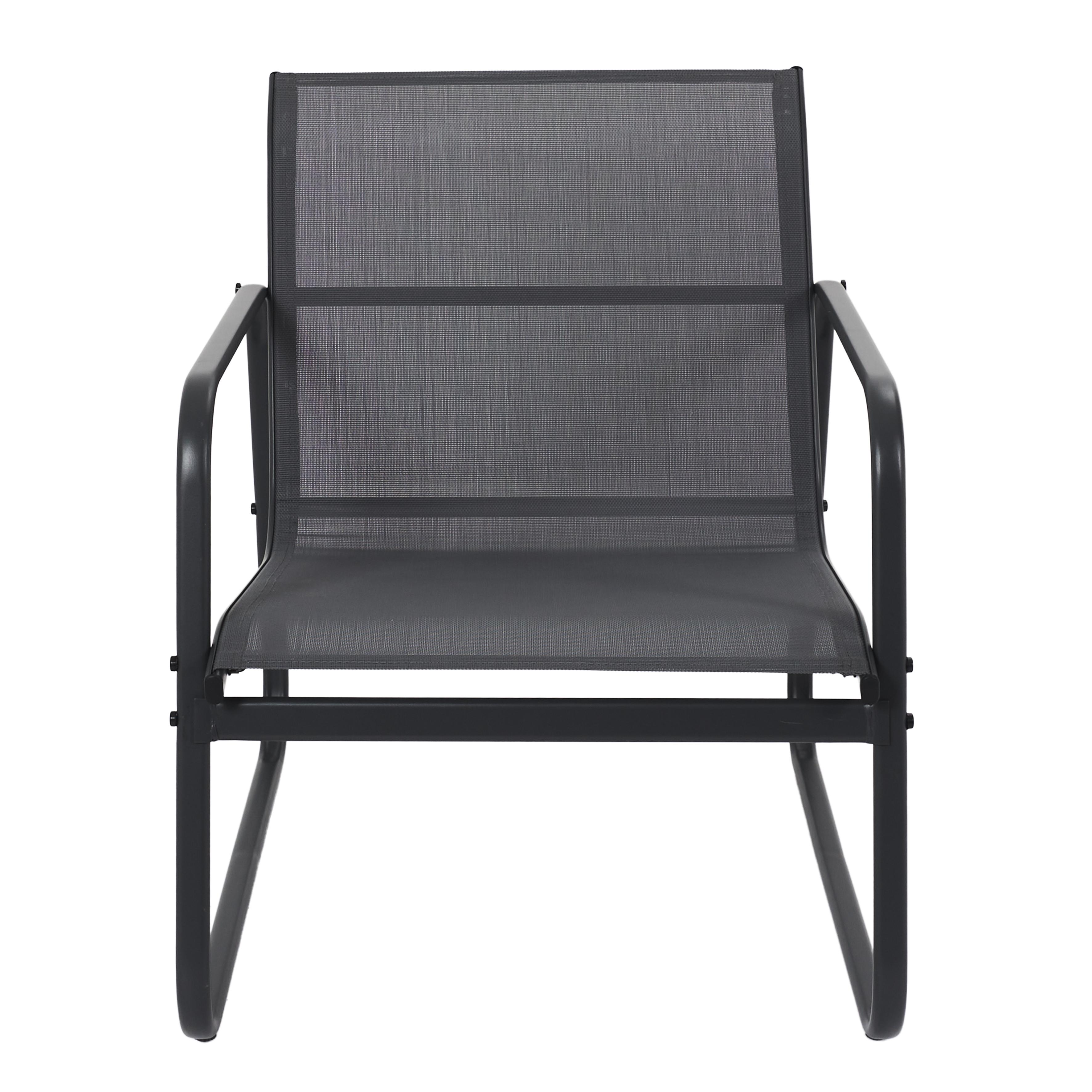 SALON DE JARDIN ESSENTIEL GRIS ANTHRACITE 4 PLACES