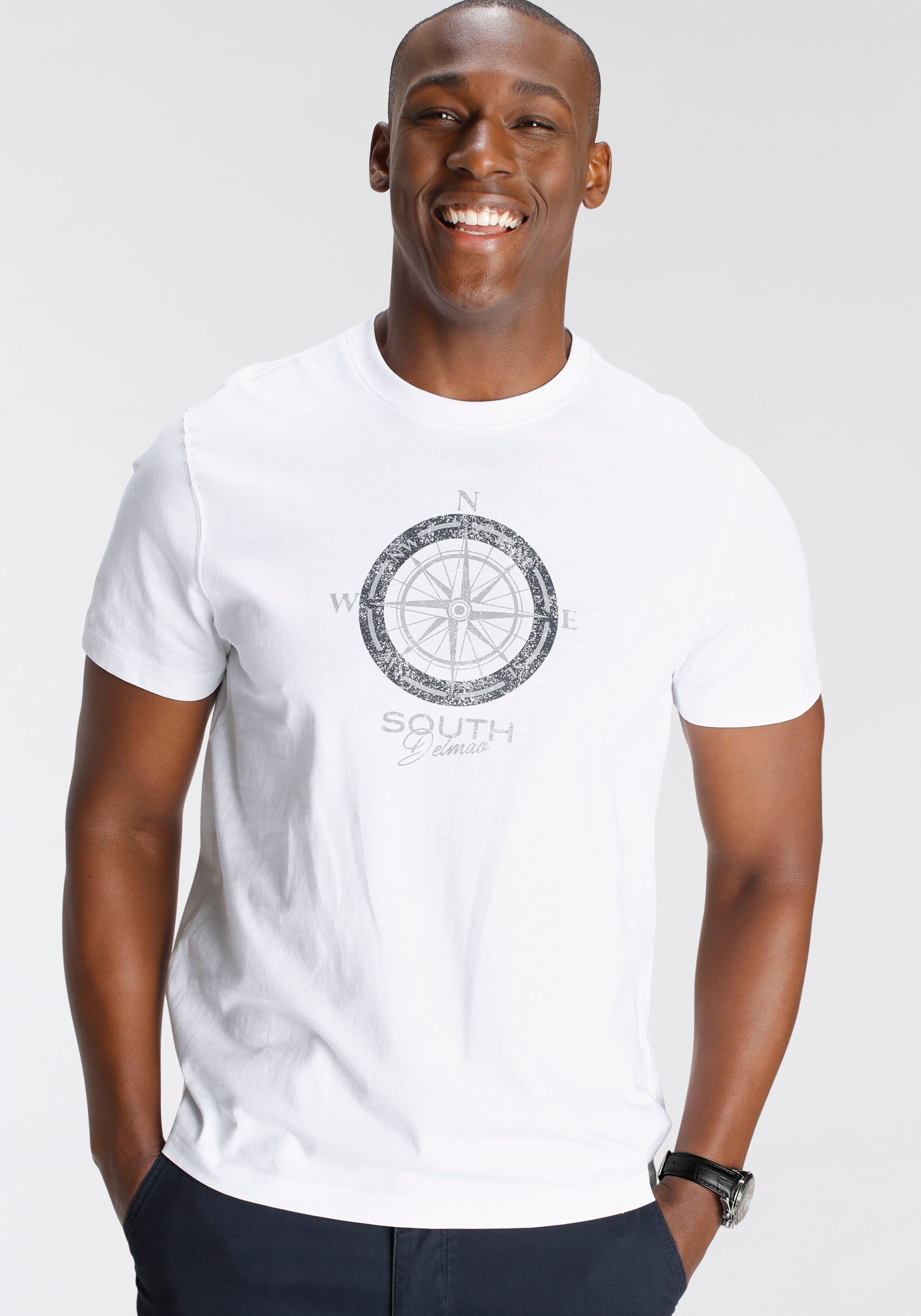 DELMAO T-Shirt Kurzarm,  bedruckt,  Rundhals,  aus Baumwolle