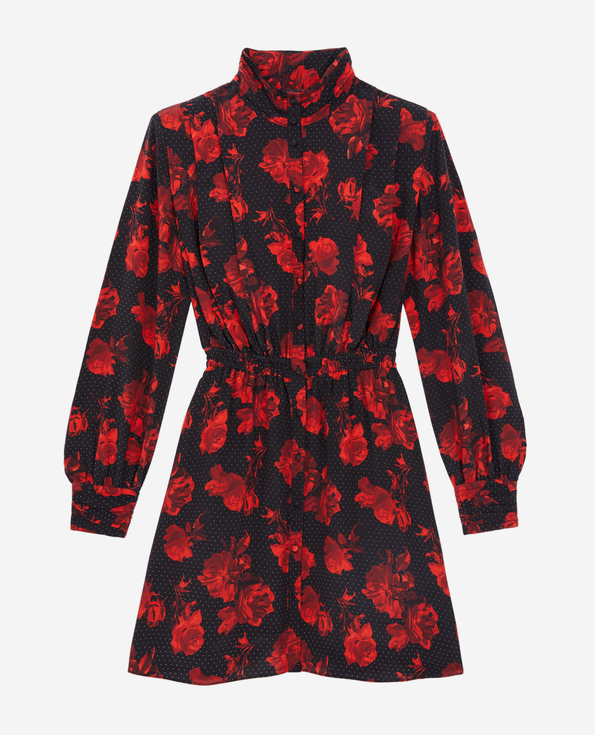 Robe chemise courte imprimée en soie