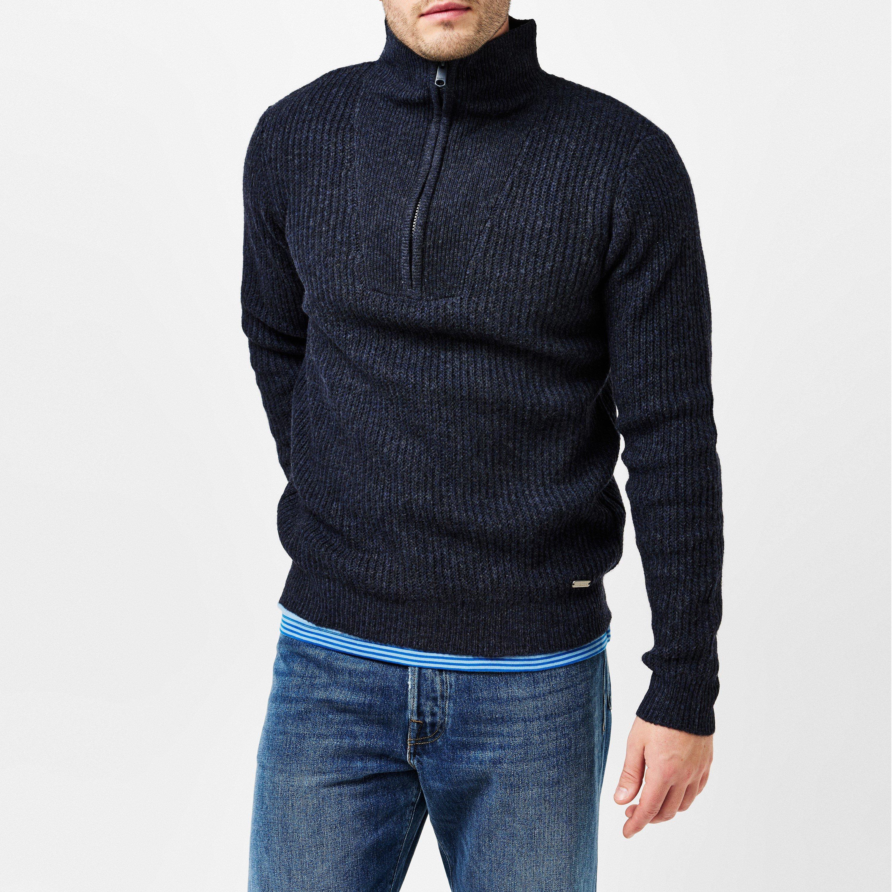 Threadbare Knitted Quarter Zip Jumper Mens