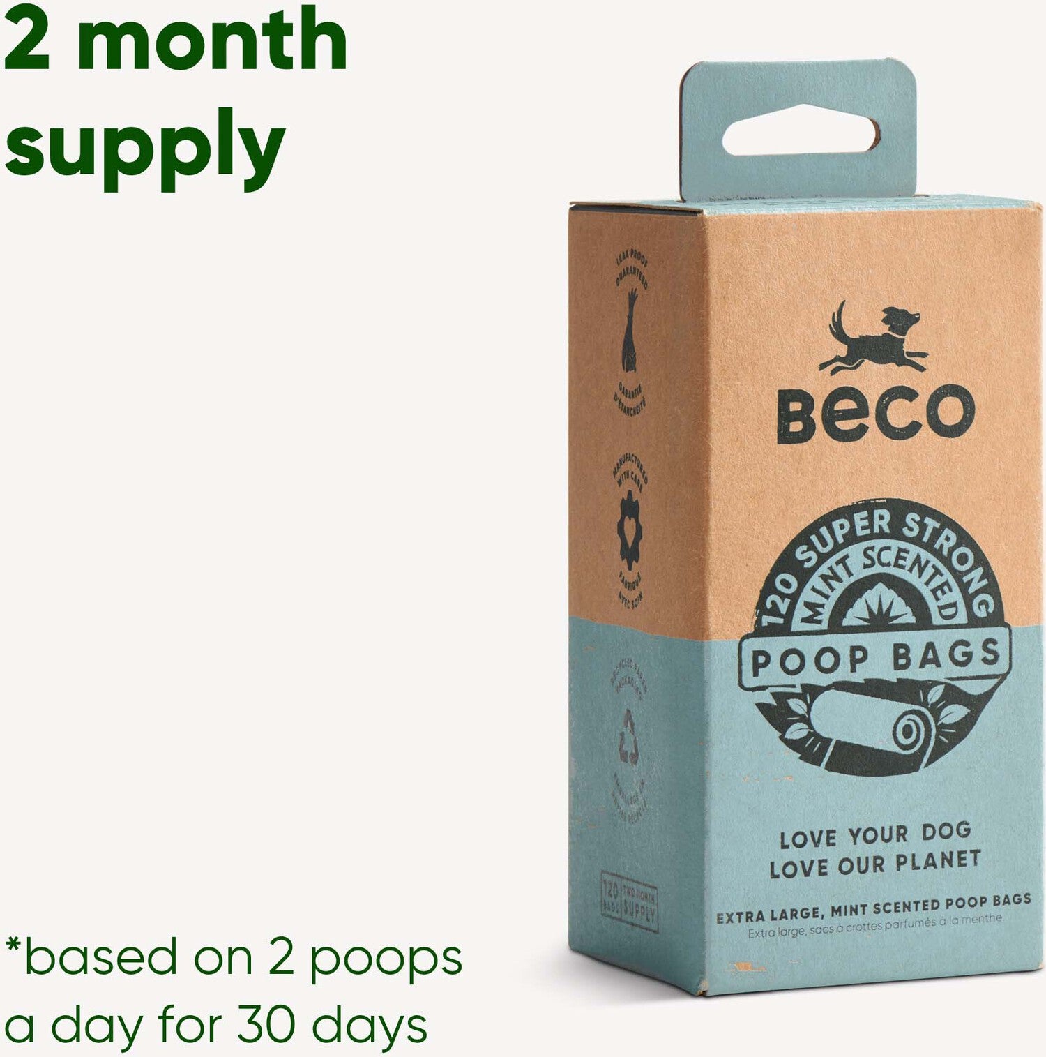 Beco poepzakjes Mint groen 8 x 15 stuks