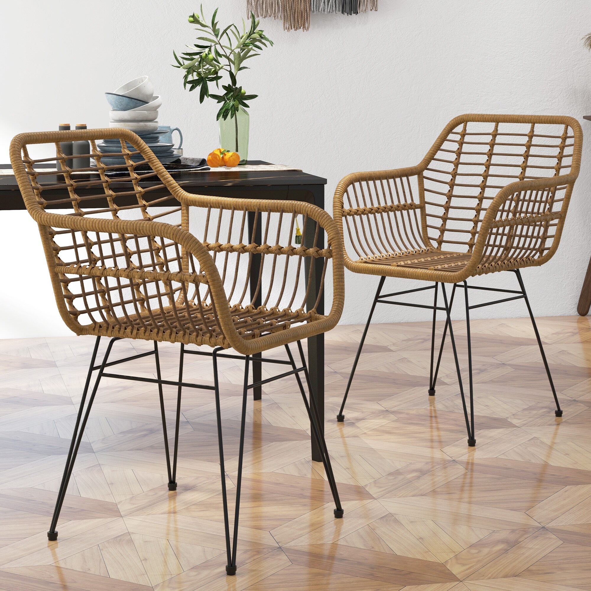 HOMCOM Küchenstuhl mit Armlehne braun 56L x 60B x 79H cm