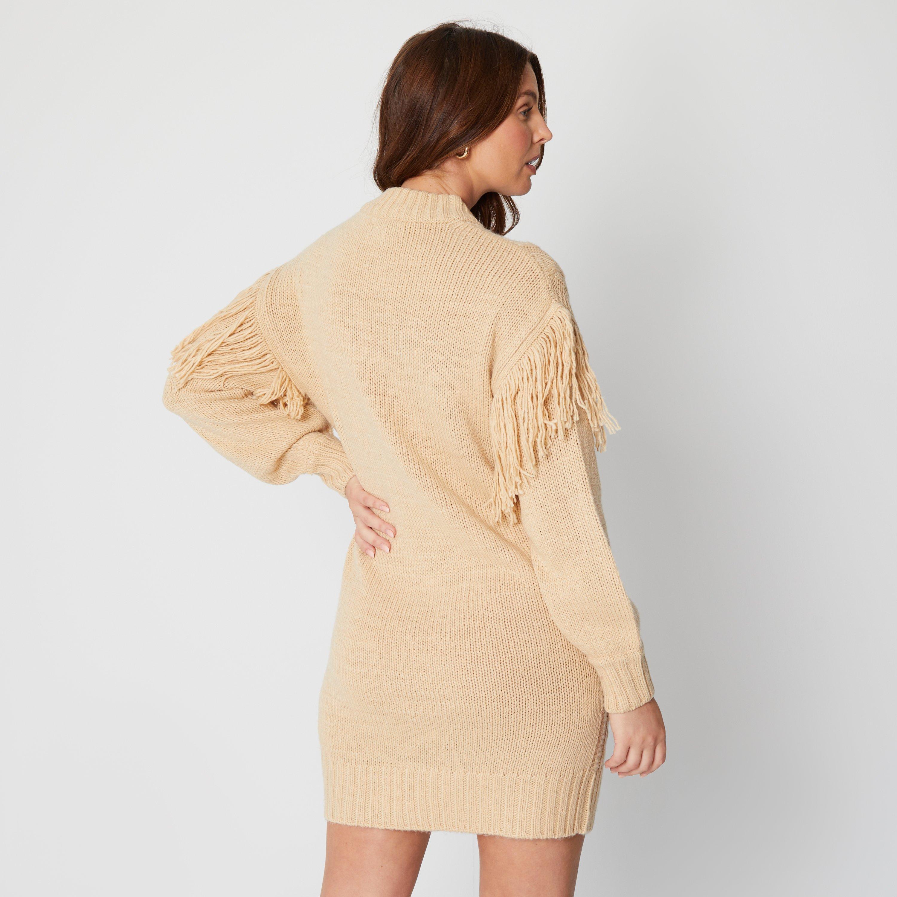 Be You Ladies Fringe Detail Cable Jumper Dress