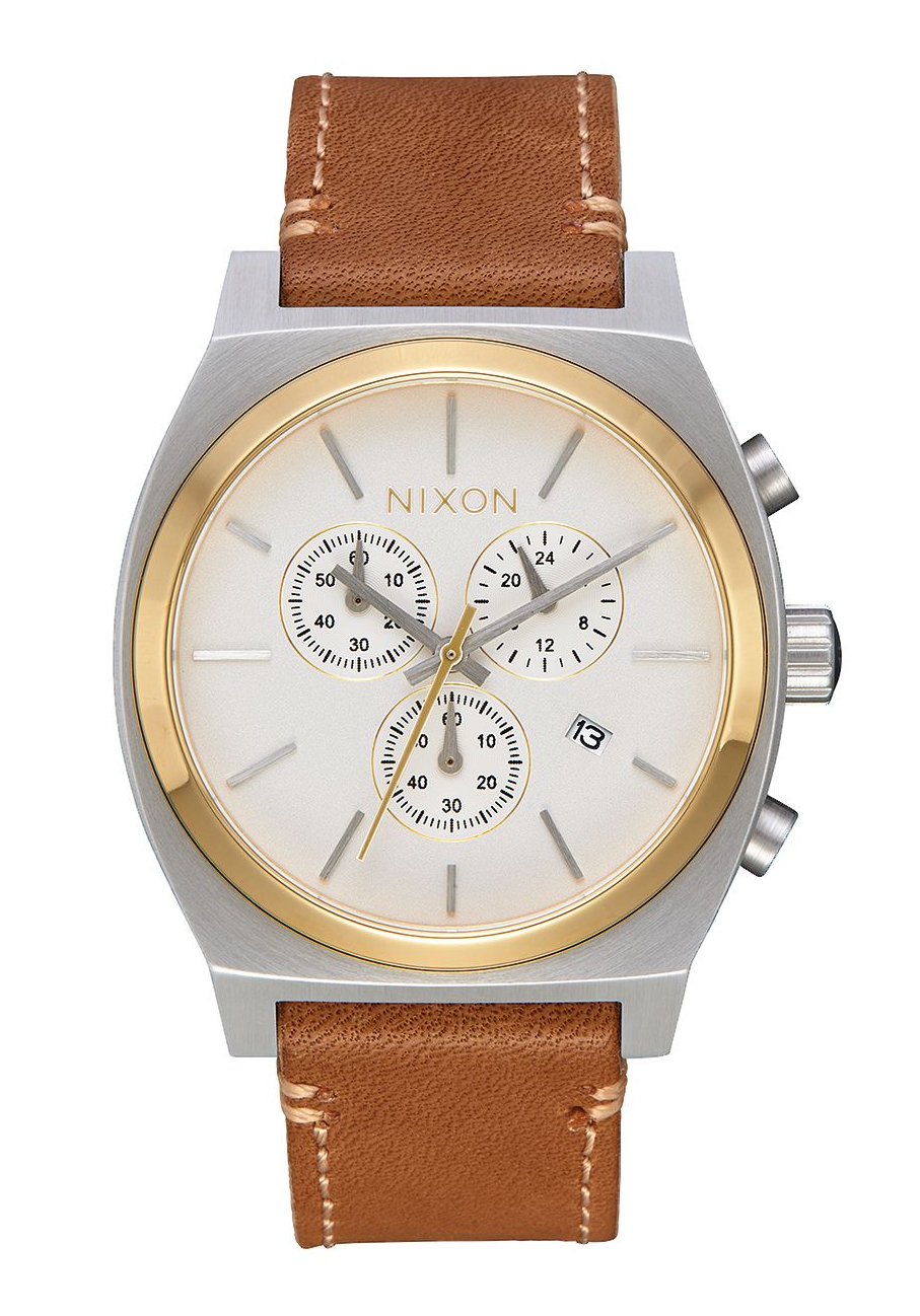 Nixon The Time Teller Chrono Leather Gold / Cream / Tan