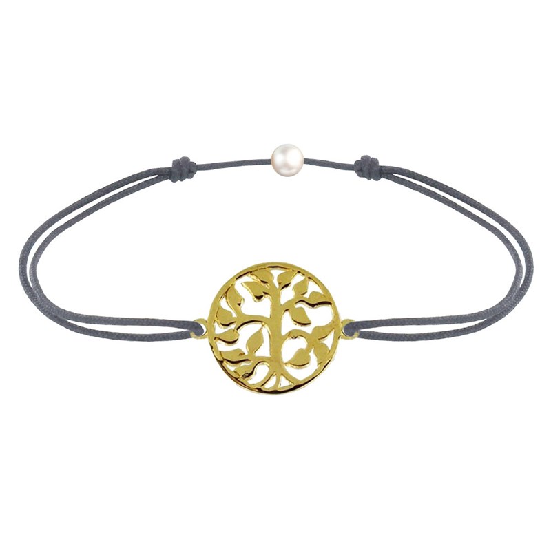 Bracelet Lien Arbre de Vie Plaqué Or - Gris
