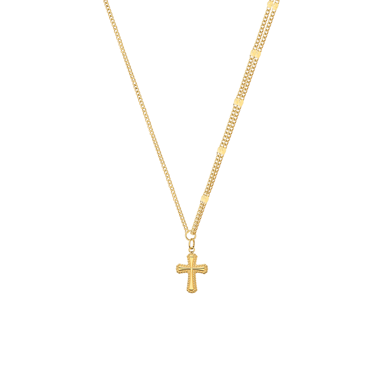 Stalen goldplated ketting met kruis