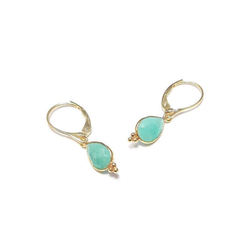 Boucles D'Oreilles Gaïa Amazonite Argent 925 Doré