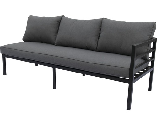 Garden Place Freya Alu 6-persoons 4-delige tuinmeubelset inclusief tafel 150 x 75 x 65 cm met 5 mm spray-stone veiligheidsglas blad en zitkussens, antraciet aluminium