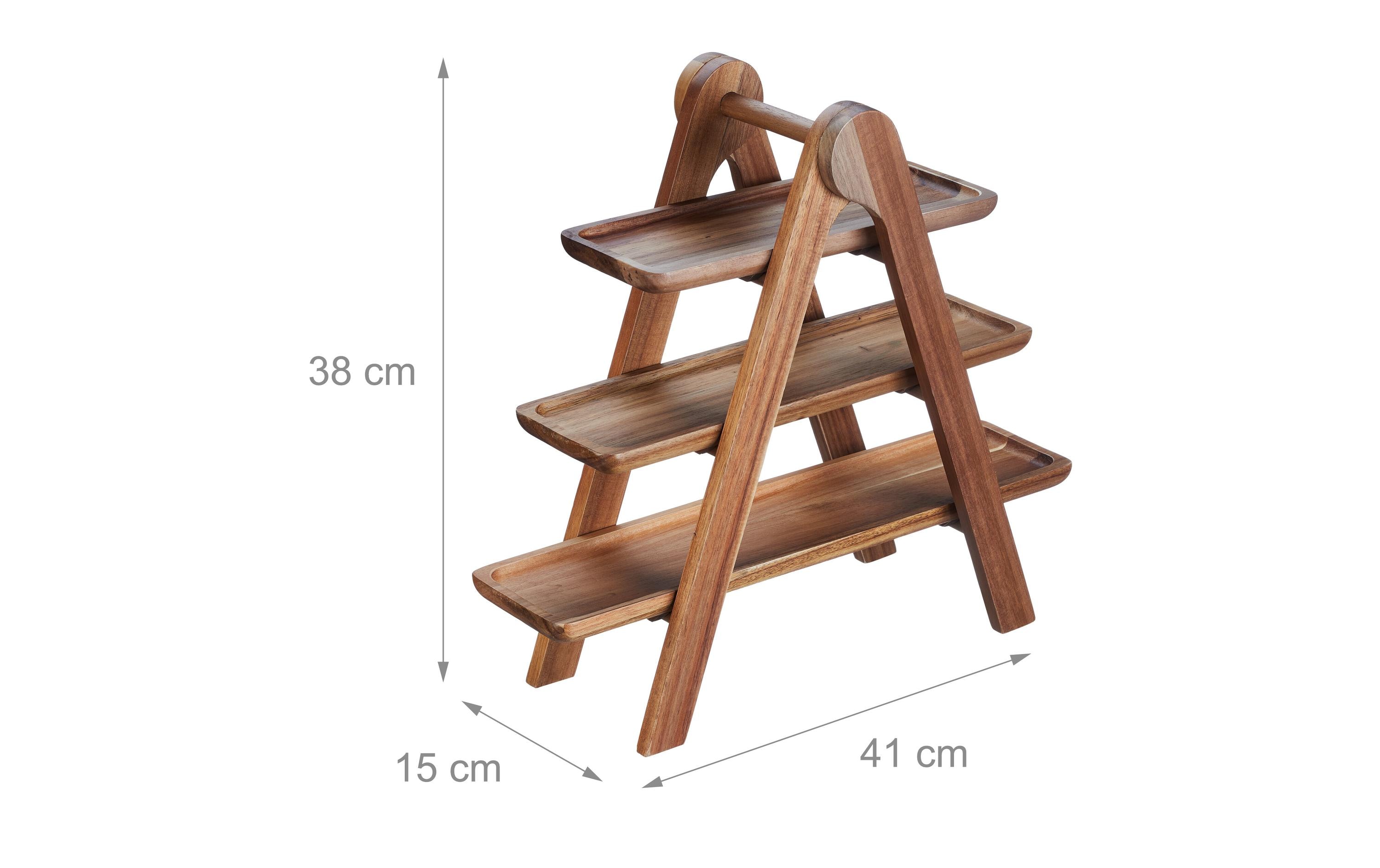 Etagere 3-stufig, BraunServierständer aus Akazienholz