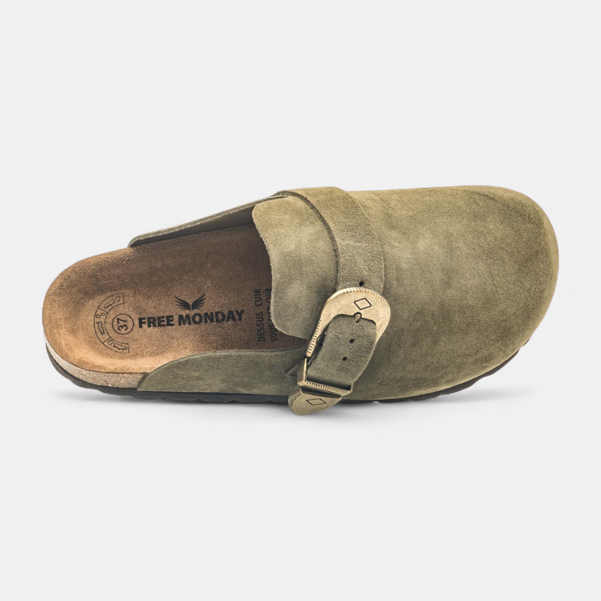 Mules Femme en cuir kaki