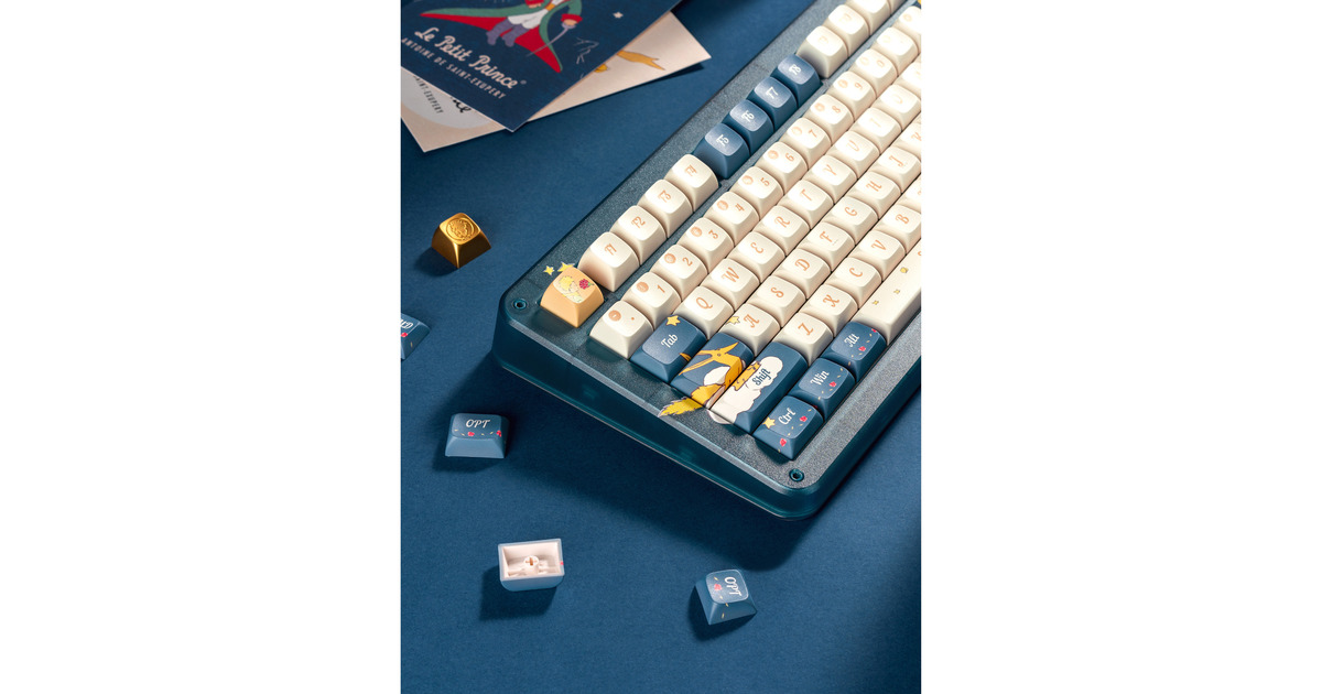 IqunixZX75 Sky Encounter Wireless Mechanical Keyboard, gaming toetsenbord  (Blauw/wit, US lay-out, IQUNIX Silent Rose, RGB leds, 75%, Hot-swappable, Double-shot PBT, 2.4GHz | Bluetooth 5.1 | USB-C)