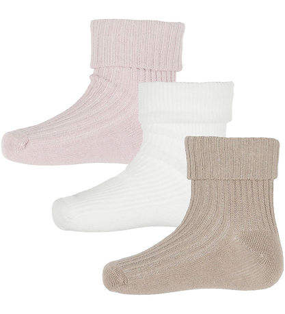 Minymo Socken - 3er-Pack - Rib - Shell