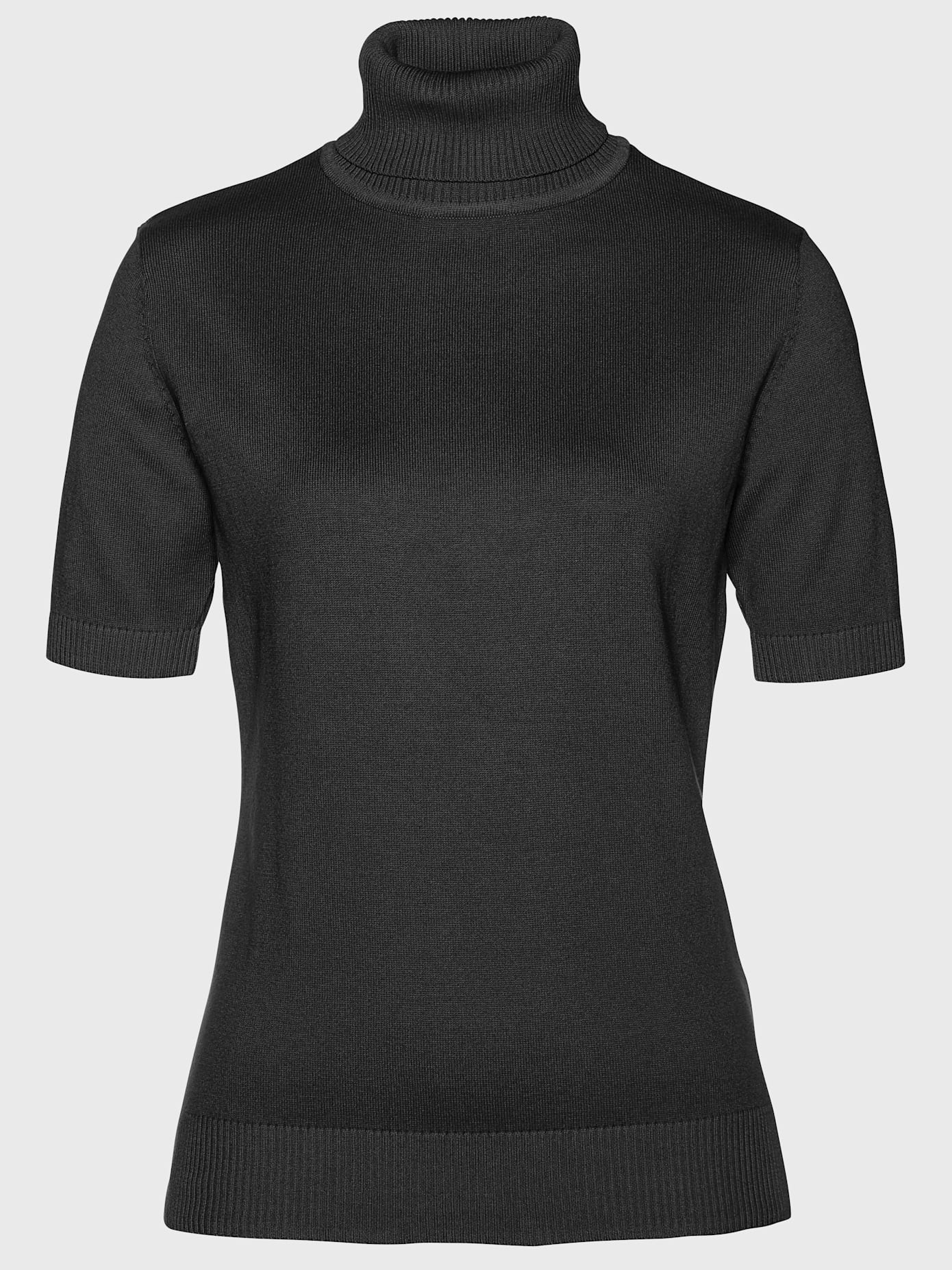 Pull femme coupe classique col roulé manches courtes