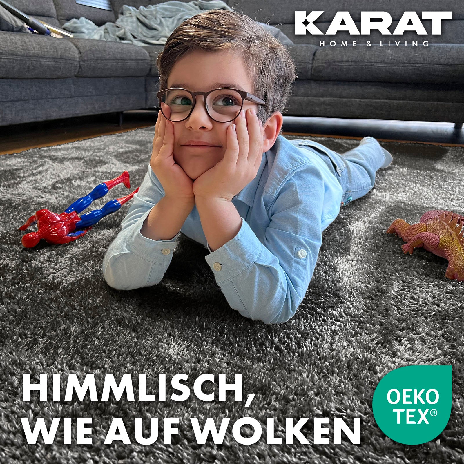 Karat homeliving Flokati-Teppich Elite | Dunkelgrau 1201