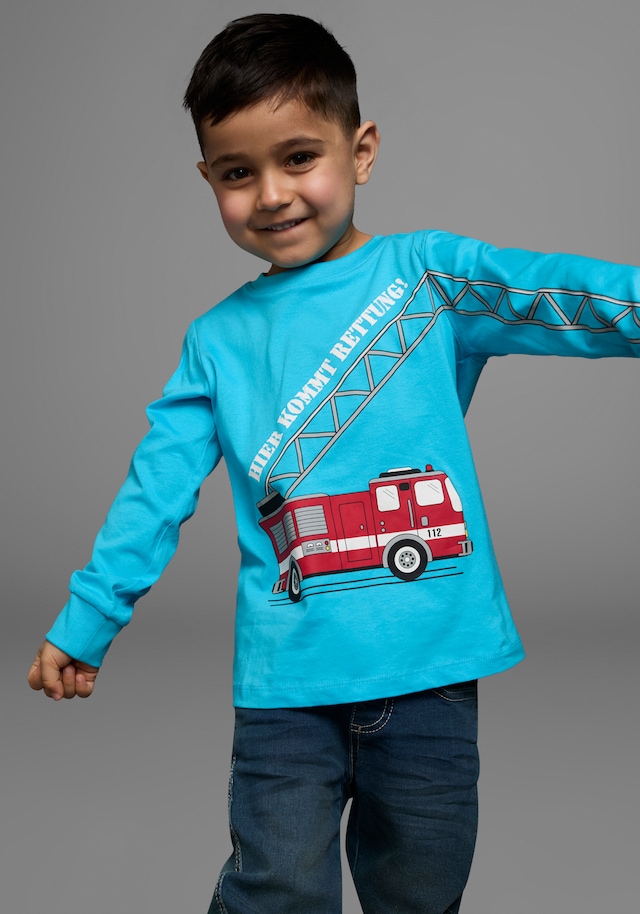 KIDSWORLD Langarmshirt »HIER KOMMT RETTUNG«, Langarm,  Basic-Passform,  peppiger Druck