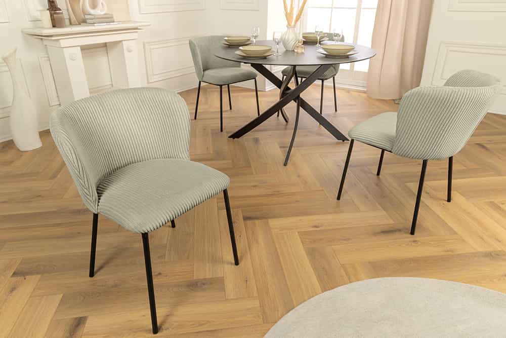 Design Stuhl LYON mint Cord schwarze Metallbeine