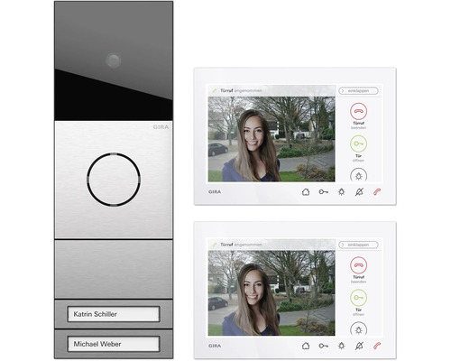 Gira 2432920 Video AP 2TN RVS-kleur Systeem 106 Tweegezinswoningpakket Appartementenstation Video AP7