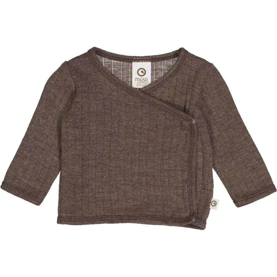 Müsli Babystrickjacke aus Merinowolle Walnutmelange